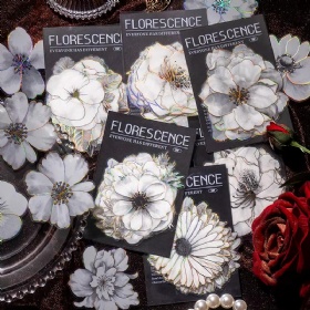 PET Stickers Night Blooming Flower Series Hot Stamped Flower Material, Handmade Account Decoration Collage