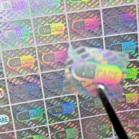 Wholesale Custom Holographic Laser Anti-Counterfeiting PET Sticker Label Colorful Tear-Invalid Seal for Promotion Use